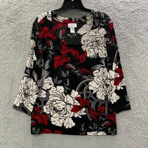 Chico's Black and Red Floral Blouse
